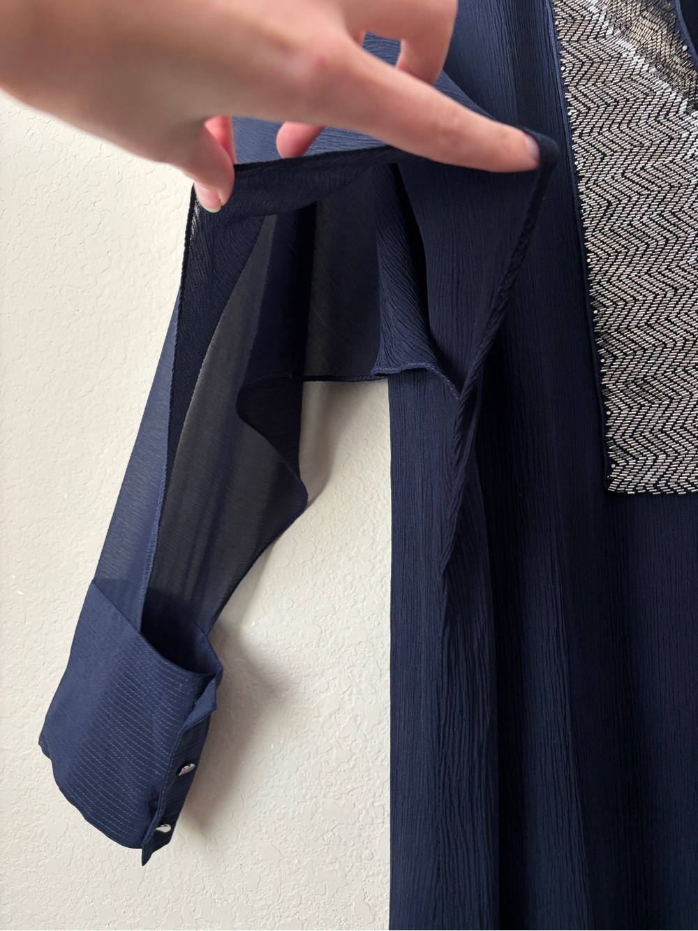 Rohit Gandhi + Rahul Khanna Crinkle Silk Beaded Placket Midi Formal Dress - Picture 7 of 14